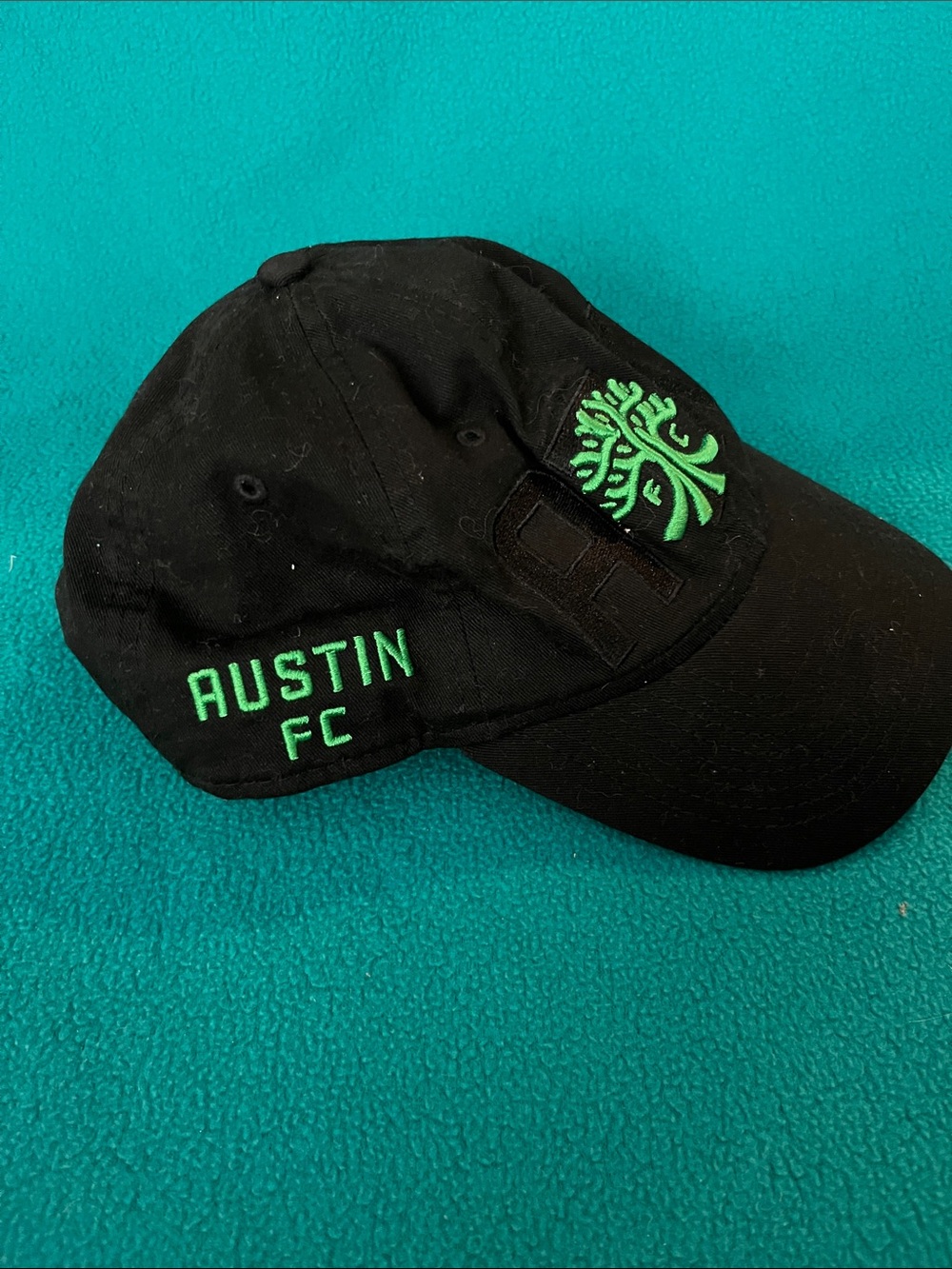 Austin FC Soccer League New Era Black Hat with Green Logo & Lettering - Picture 3 of 10